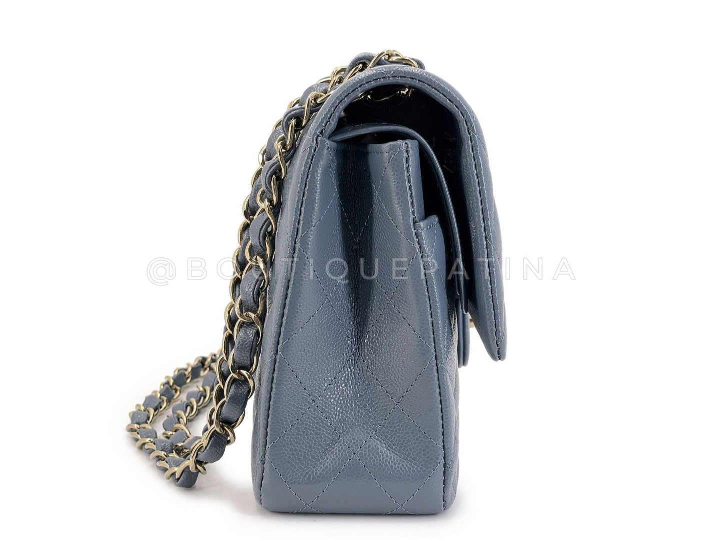 Chanel Slate Gray Caviar Medium Classic Double Flap Bag GHW 3ZD