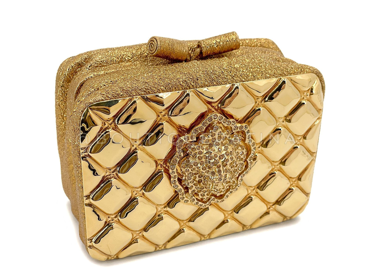 Chanel 2009 Vintage Paris-Moscou Moscow Gold Plated Crystal Lionhead Clutch Bag XSN