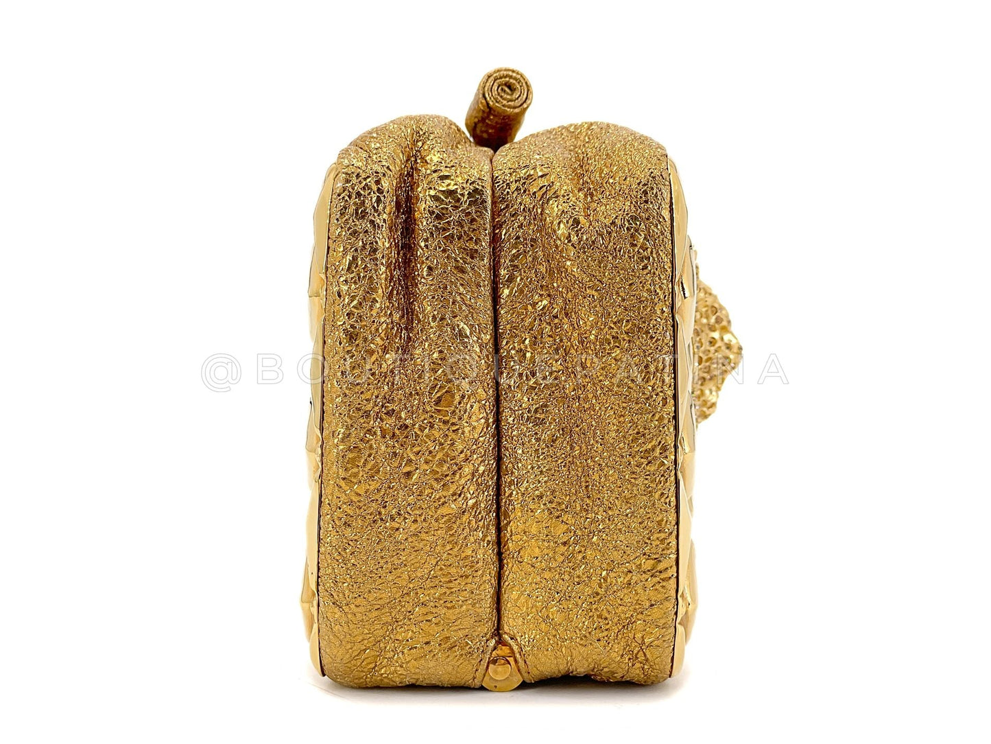 Chanel 2009 Vintage Paris-Moscou Moscow Gold Plated Crystal Lionhead Clutch Bag XSN
