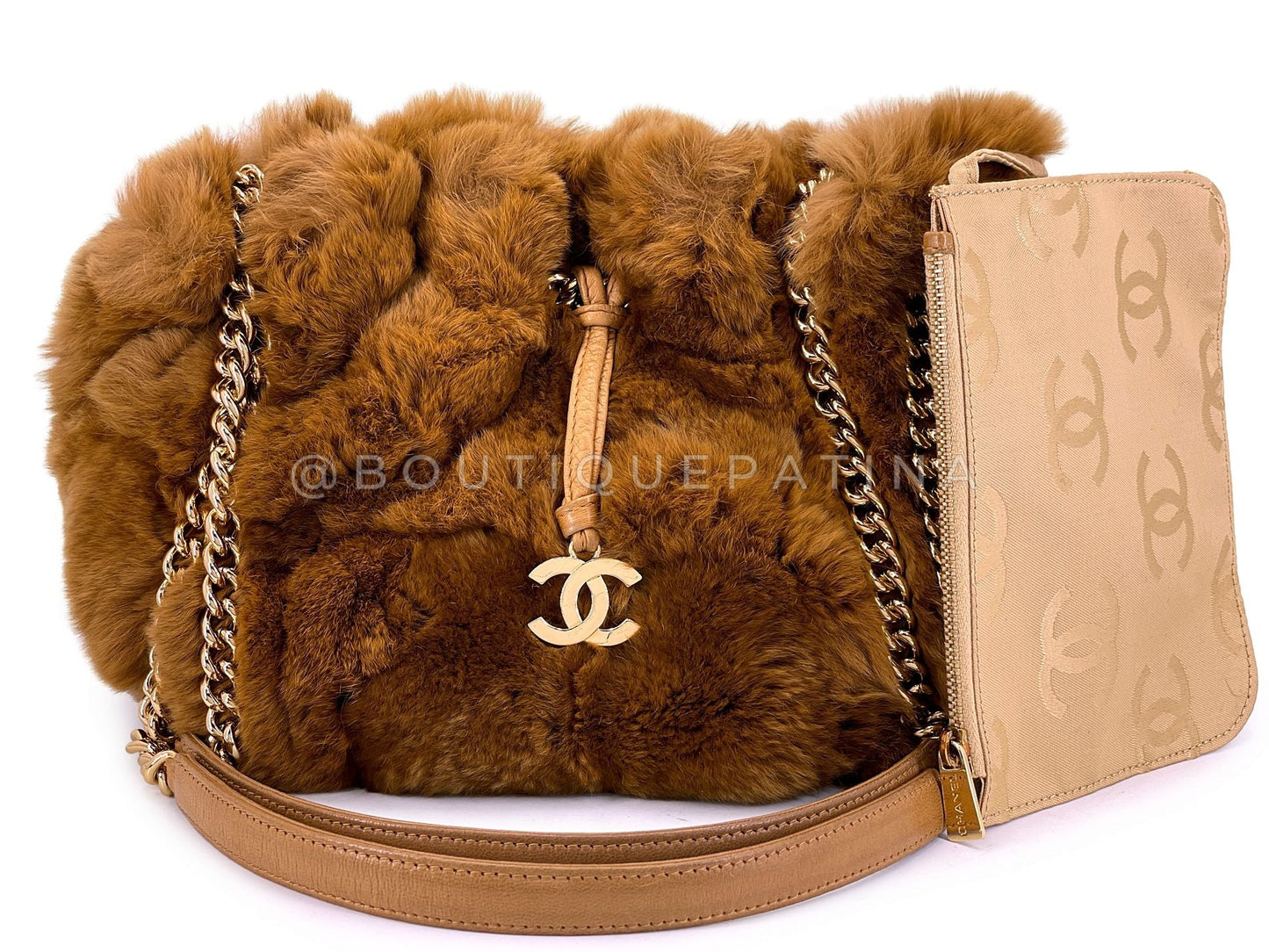Chanel Vintage 2006 Nut Brown Fur Bucket Tote Bag 24k GHW R95