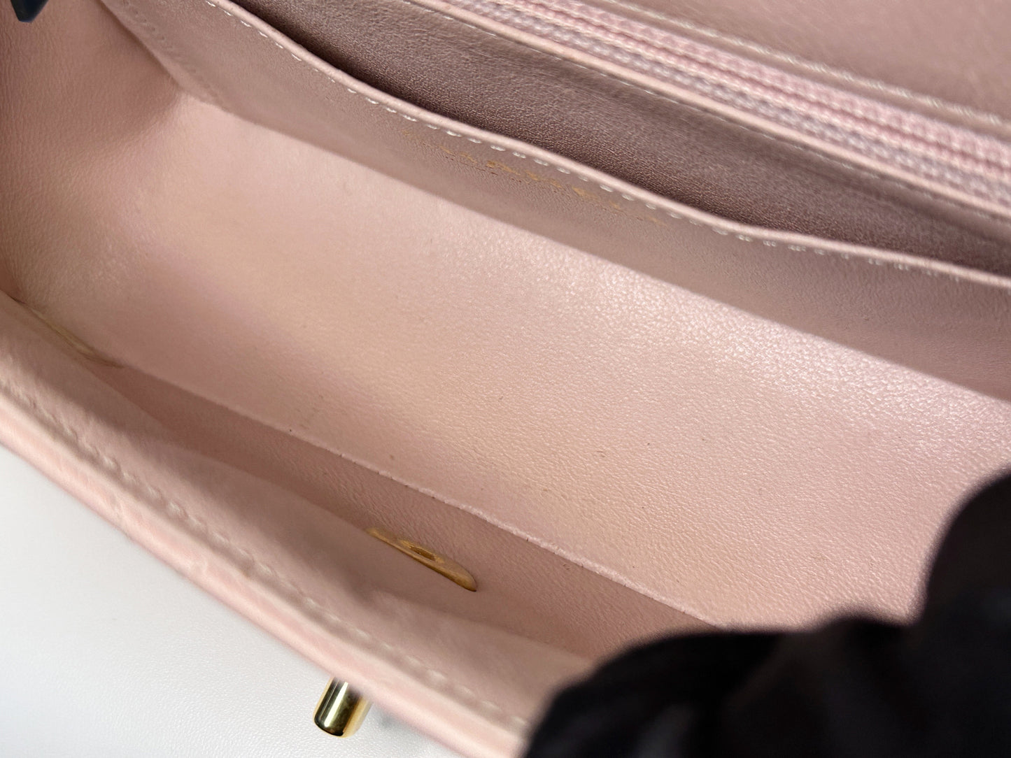 Chanel Classic Mini Rectangular 17C Light Pink Chevron Calfskin with brushed gold hardware ⁣⁣2383 holo card