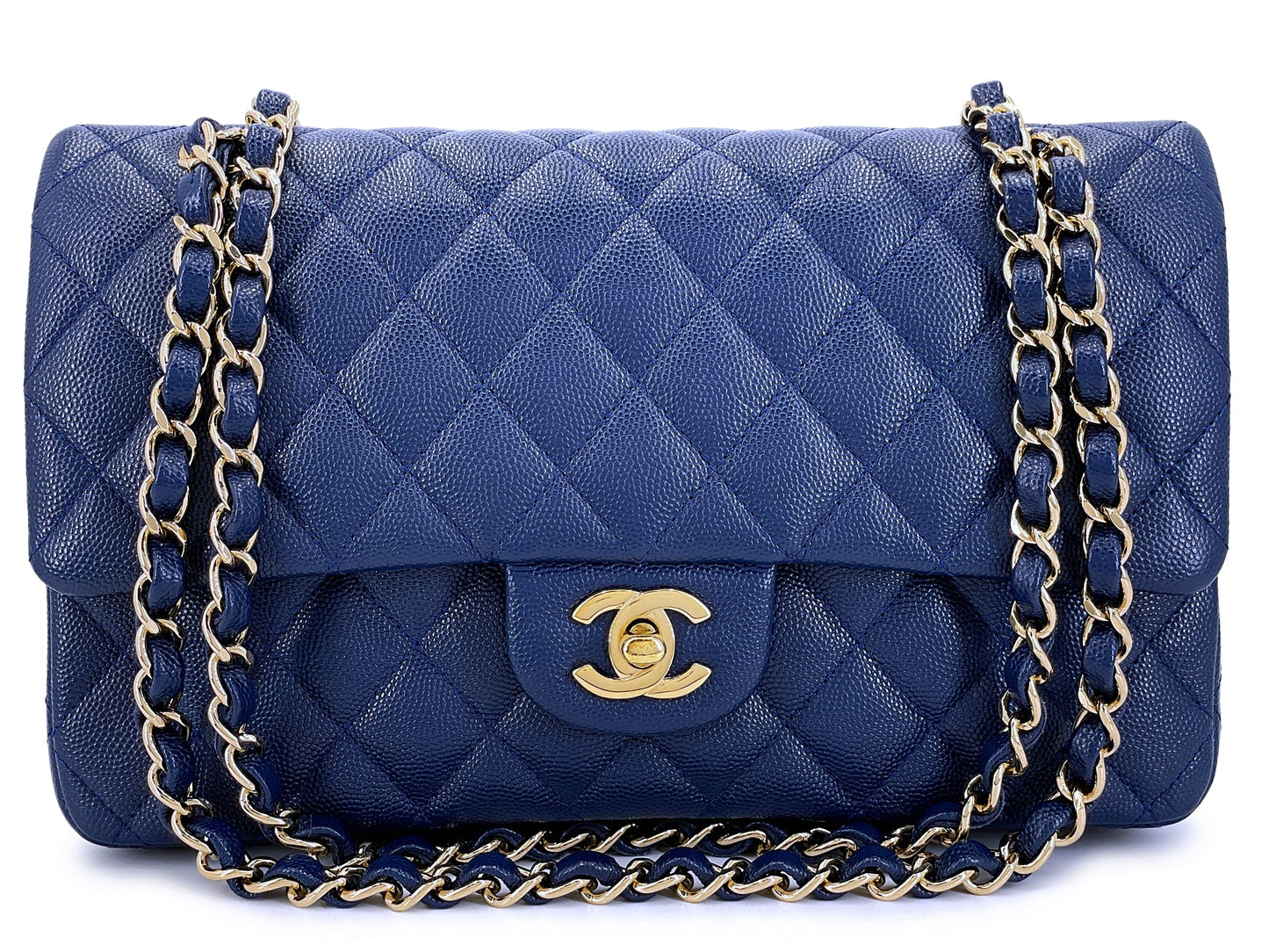 Chanel 2019 Dark Royal Blue Medium Caviar Classic Double Flap Bag GHW OKH