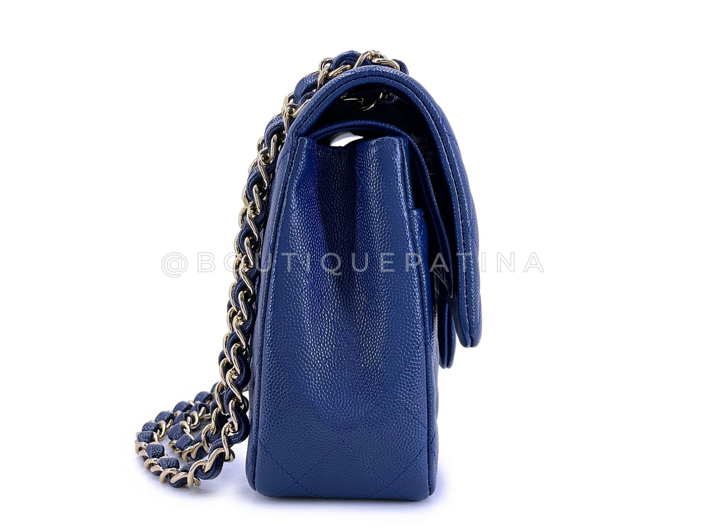 Chanel 2019 Dark Royal Blue Medium Caviar Classic Double Flap Bag GHW OKH