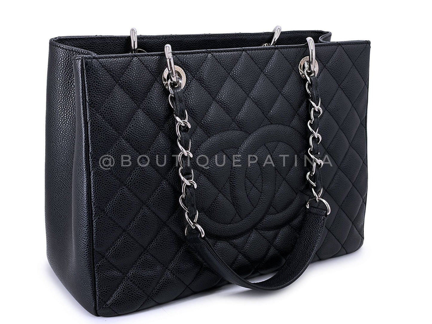 Chanel Black Caviar Grand Shopper Tote GST Bag SHW KH9
