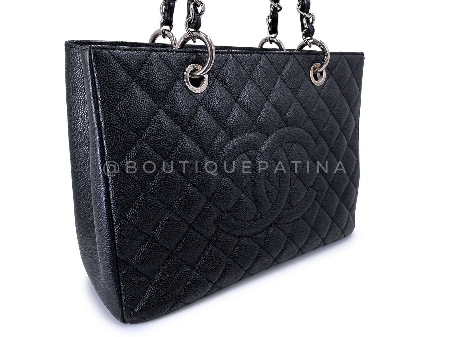 Chanel Black Caviar Grand Shopper Tote GST Bag SHW KH9