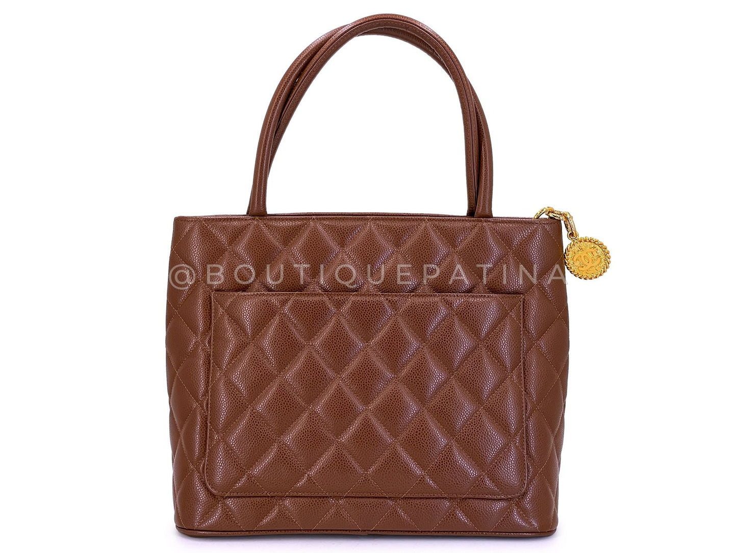 Chanel 1998 Vintage Brown Caviar Classic Medallion Shopper Tote Bag 24k GHW RIX