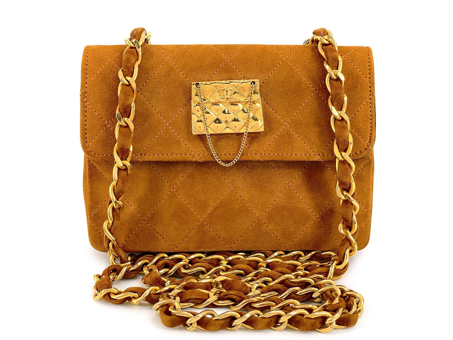 Rare Chanel 1986 Vintage Walnut Suede Crossbody Mini Flap Bag 24k GHW 3VI