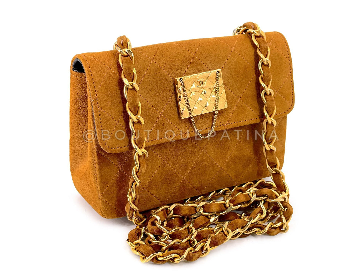 Rare Chanel 1986 Vintage Walnut Suede Crossbody Mini Flap Bag 24k GHW 3VI