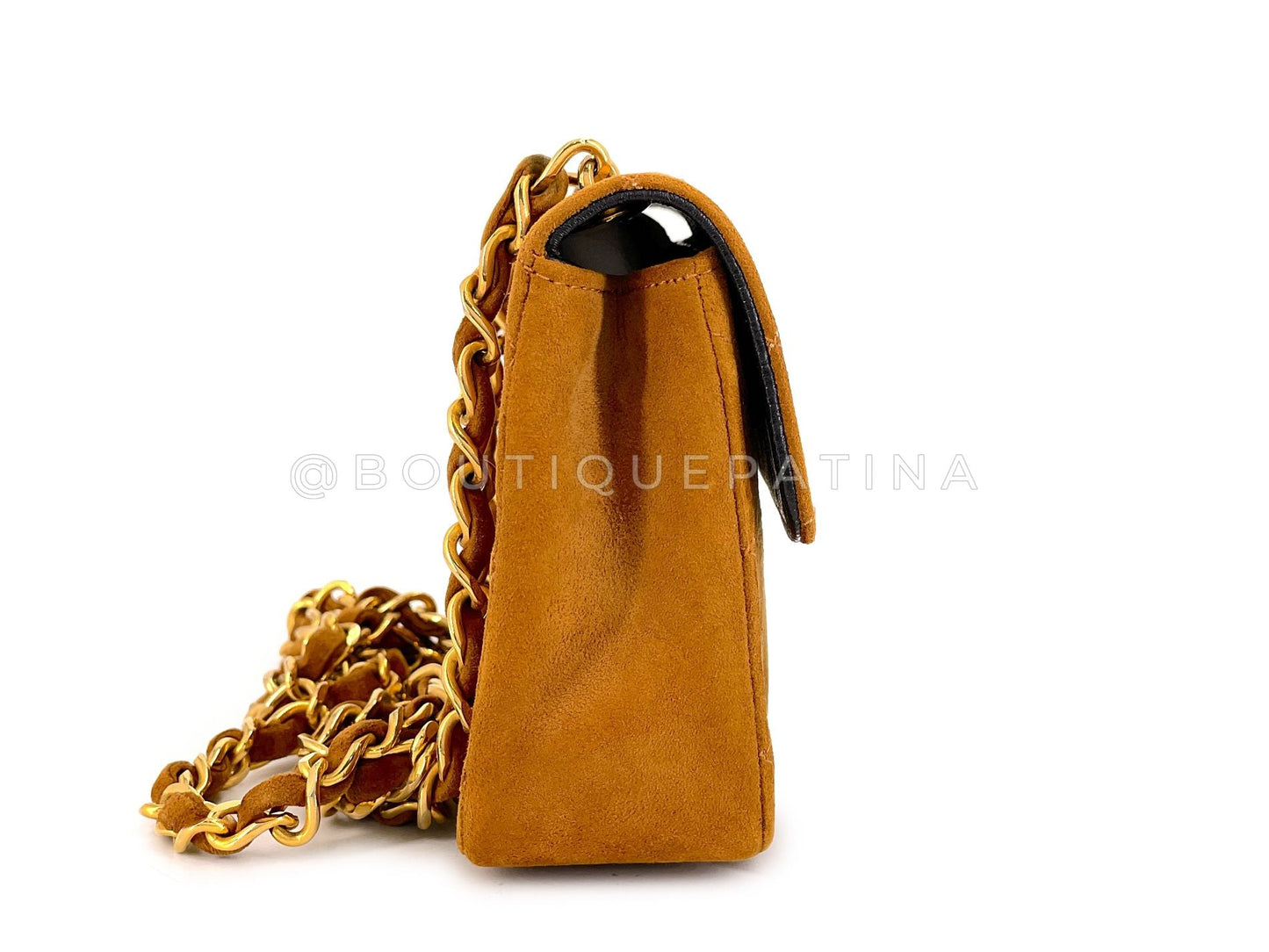 Rare Chanel 1986 Vintage Walnut Suede Crossbody Mini Flap Bag 24k GHW 3VI