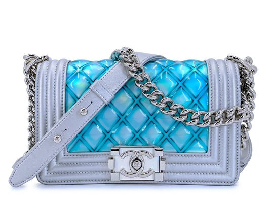 Chanel 18S Turquoise Mermaid Iridescent Water Boy Flap Bag Small 5N0