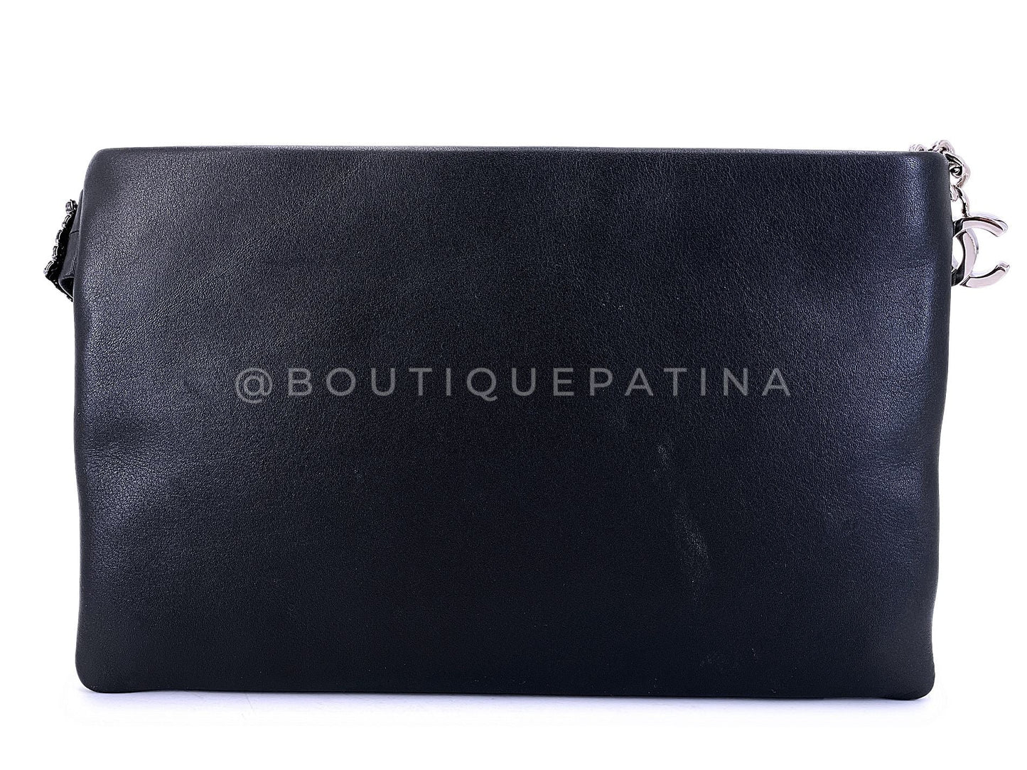 Chanel 2006 Vintage Woven Crystal Evening Clutch Bag SHW DU7