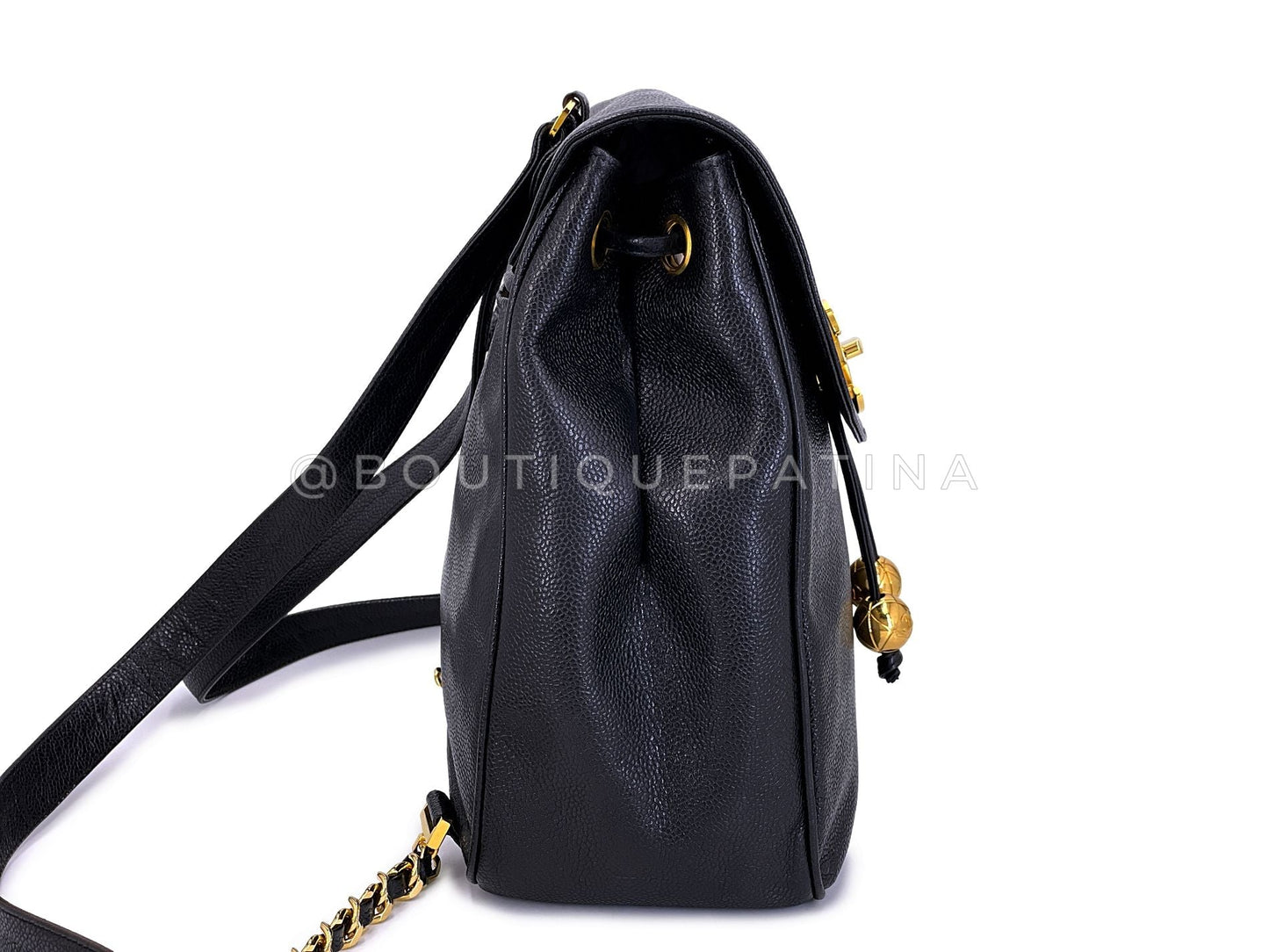 Chanel 1994 Vintage Black Caviar Oversized CC Backpack Bag 24k GHW 1T7