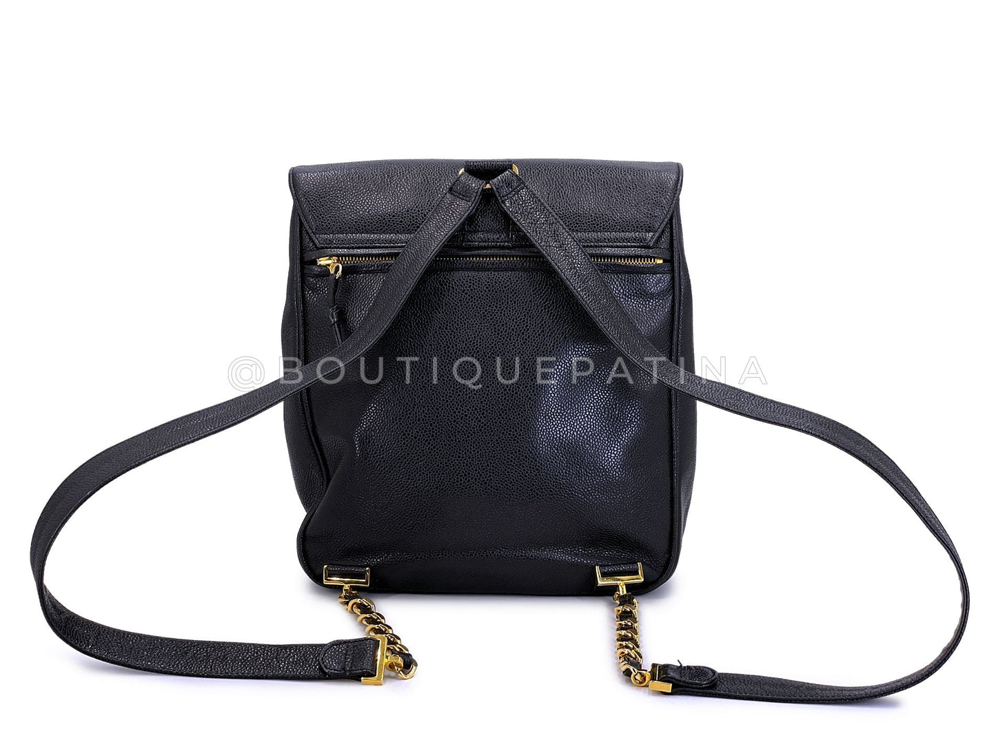 Chanel 1994 Vintage Black Caviar Oversized CC Backpack Bag 24k GHW 1T7