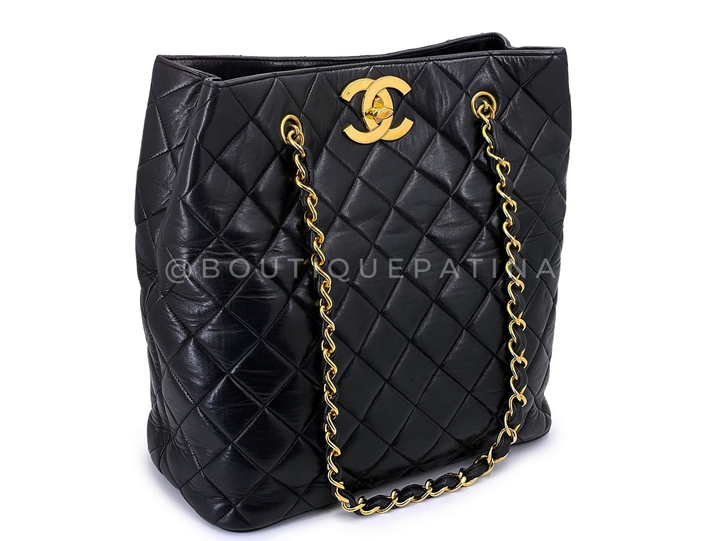 Chanel Vintage Black Soft Oversized CC Vertical Tote Bag 24k GHW Lambskin K2W