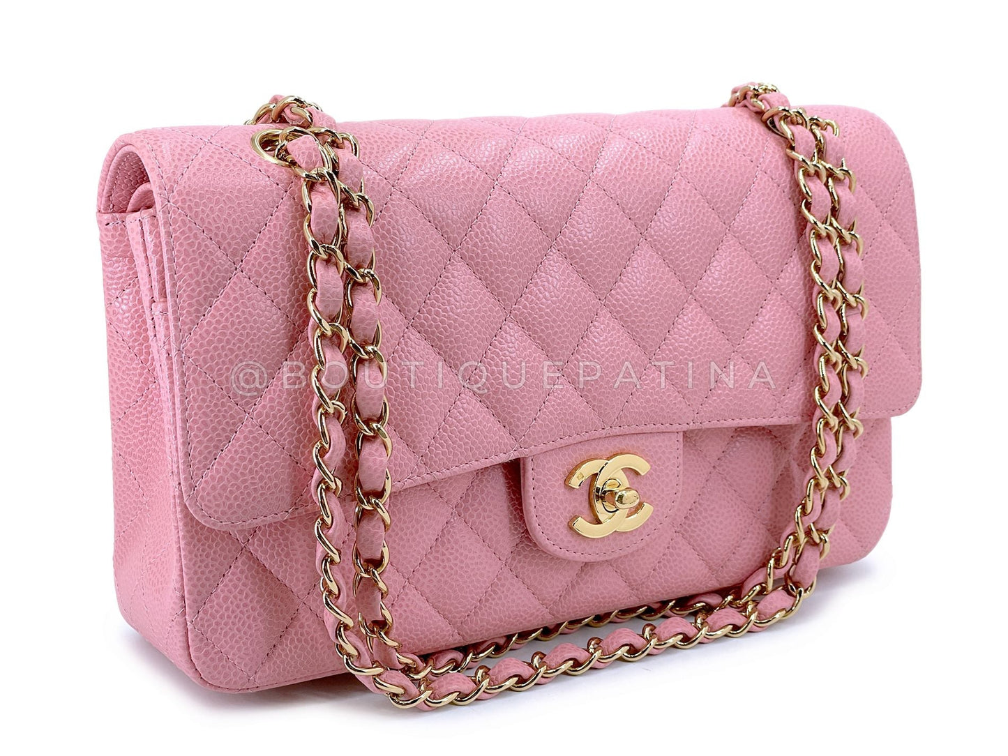Chanel 2004 Vintage Pink Sakura Caviar Medium Classic Double Flap Bag 24k GHW BPI