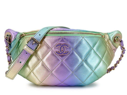 Chanel 24C Ombre Gradient Rainbow Iridescent Metallic Fanny Pack Bum Bag 5BL