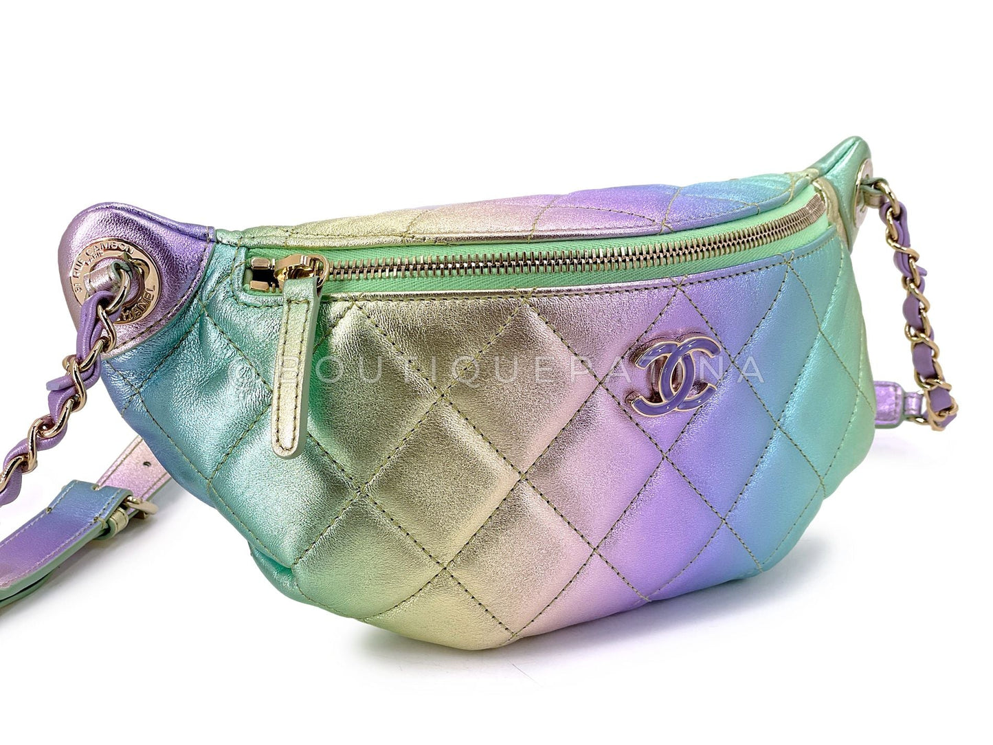Chanel 24C Ombre Gradient Rainbow Iridescent Metallic Fanny Pack Bum Bag 5BL