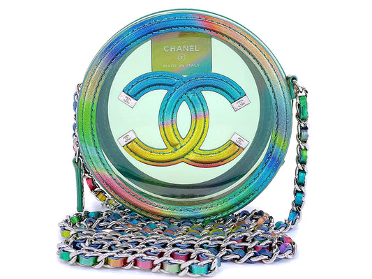 Chanel 20C Round Filigree Clutch Rainbow Crossbody Bag SHW PD6