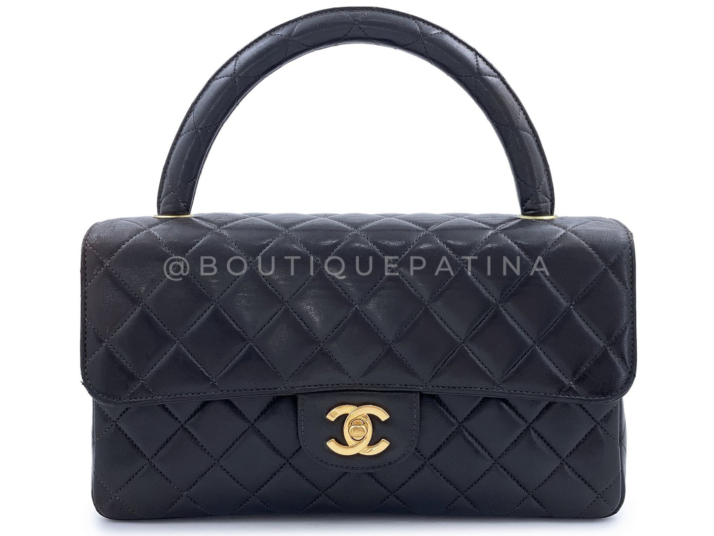 Chanel 1994 Vintage Parent Child Bag Kelly Flap Set Black 24k GHW 42F