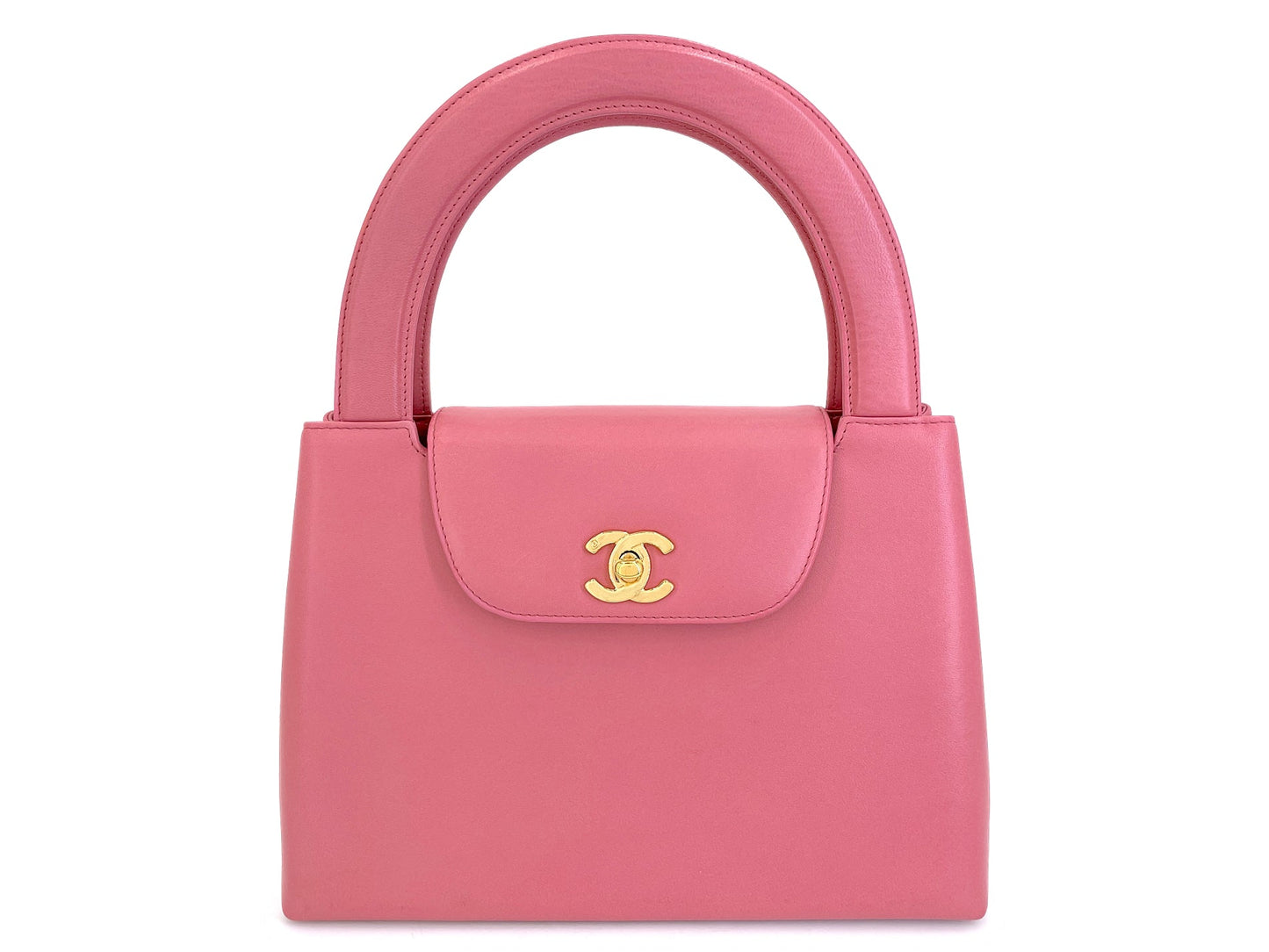 Chanel 1997 Vintage Rose Pink Evening Kelly Bag 24k GHW Lambskin Q54