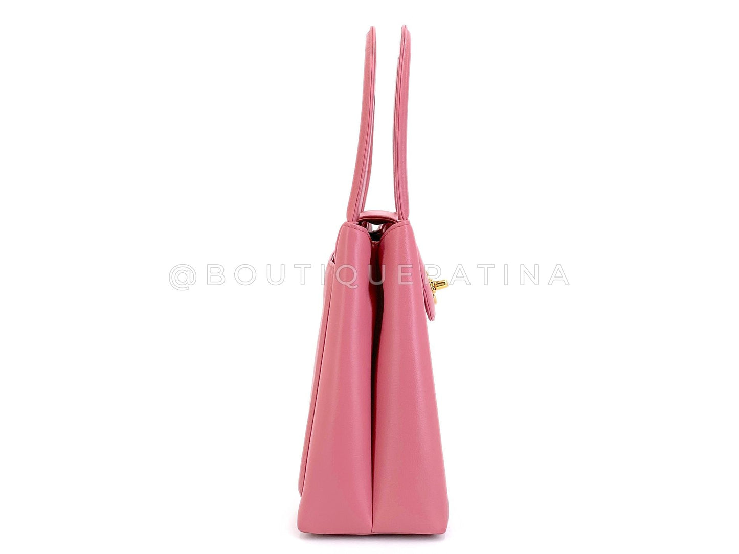 Chanel 1997 Vintage Rose Pink Evening Kelly Bag 24k GHW Lambskin Q54