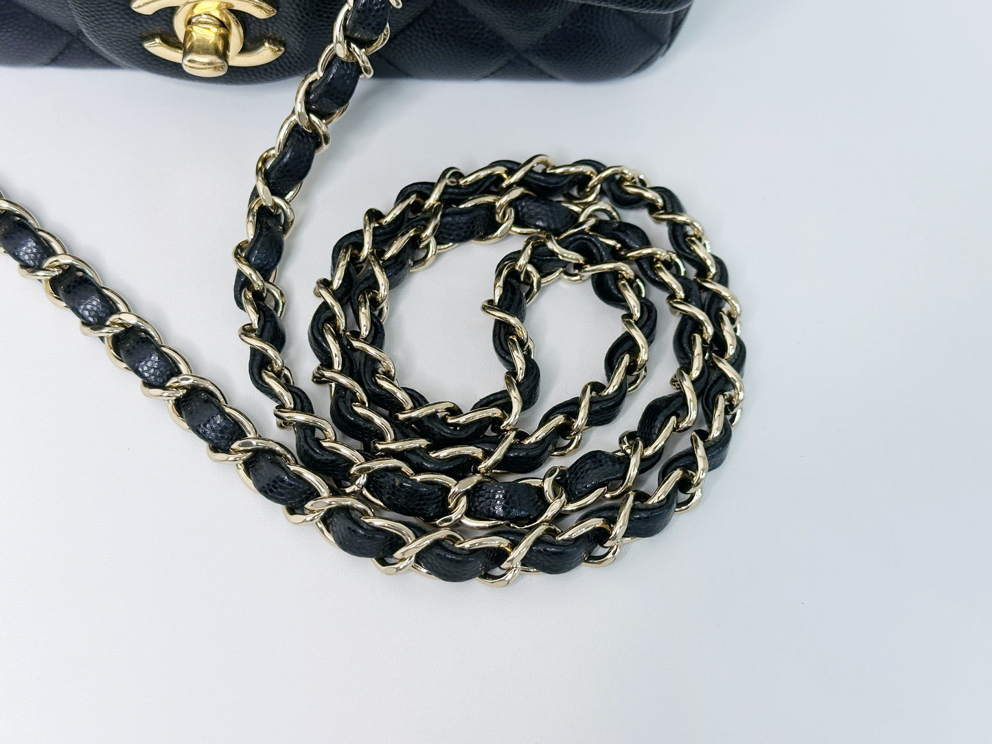 Chanel Caviar Quilted Mini Rectangular Flap black GHW 2449 holo card