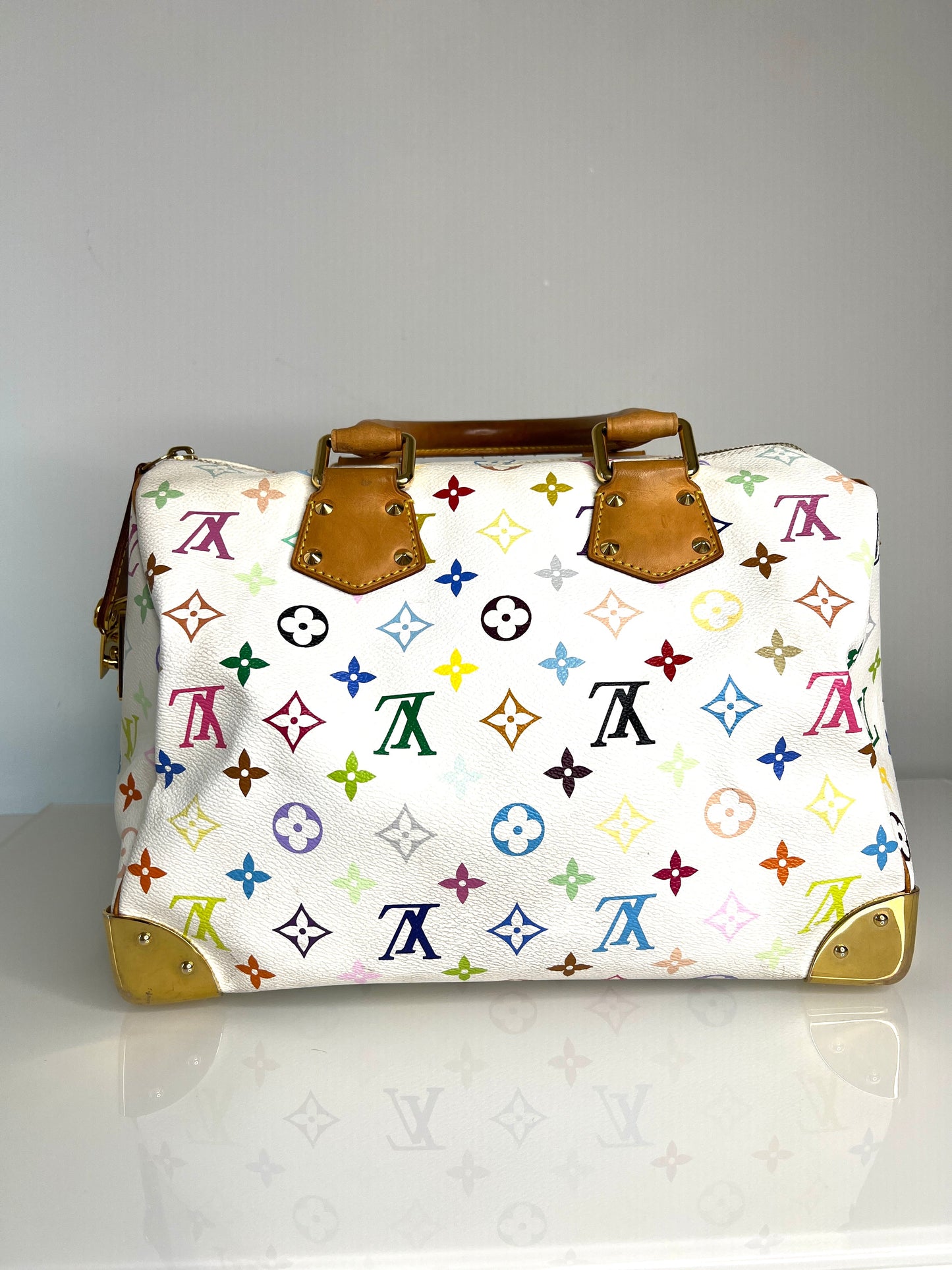 Louis Vuitton Pre-Loved Speedy 30 Multicolour Monogram White Handbag