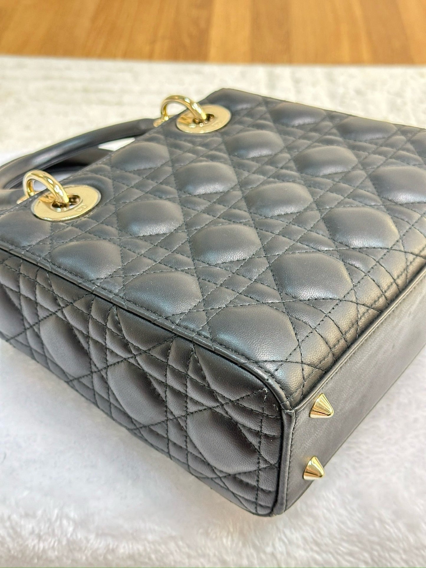 Christian Dior Small Cannage Lambskin My Lady Dior ABC Bag Black GHW