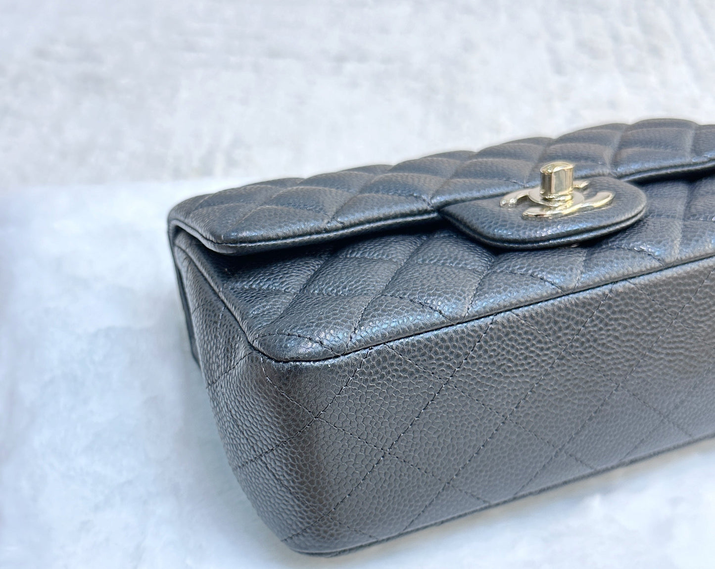 Chanel Classic Mini Rectangular 18S Dark Gray/Grey Quilted Caviar LGHW
