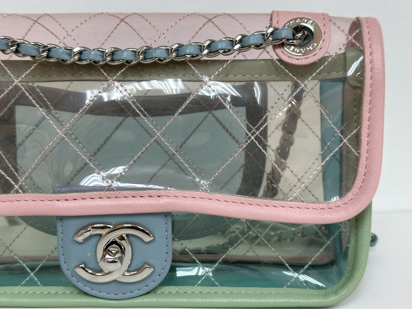 Chanel Coco Splash PVC Mini Flap Bag Pink/Blue/Green 2576 holo