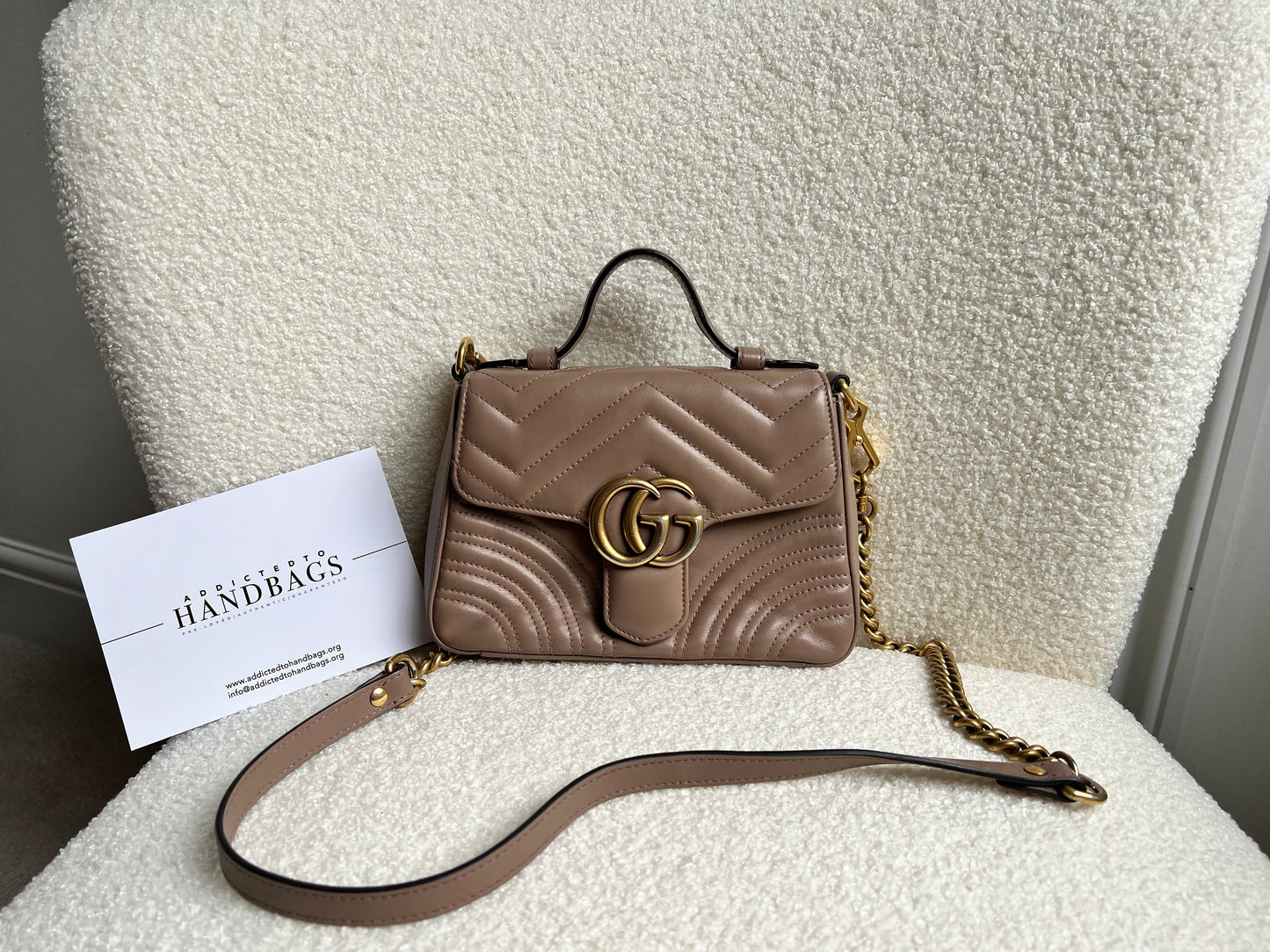 Gucci GG Dusty Pink Marmont Mini Top Handle Bag (RRP £1,890)