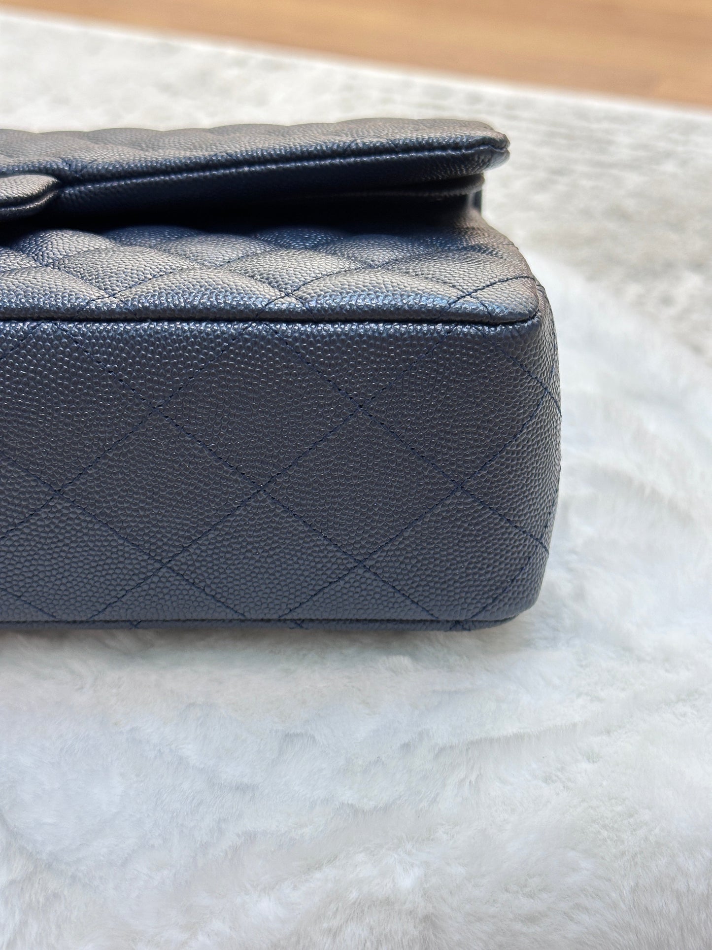 CHANEL Caviar Quilted Medium Double Flap 18B Navy