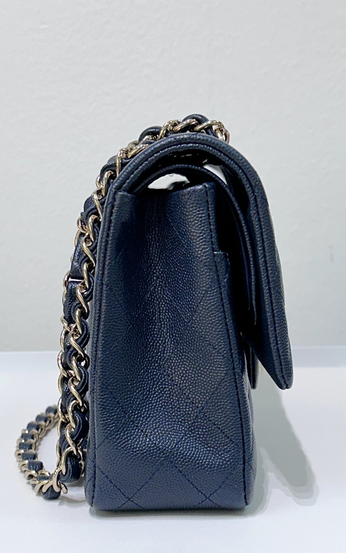CHANEL Caviar Quilted Medium Double Flap 18B Navy