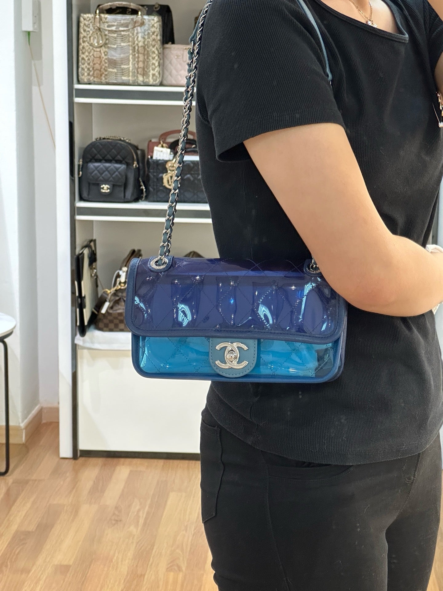 Chanel Blue Coco Splash PVC Small Flap Bag holo 2569