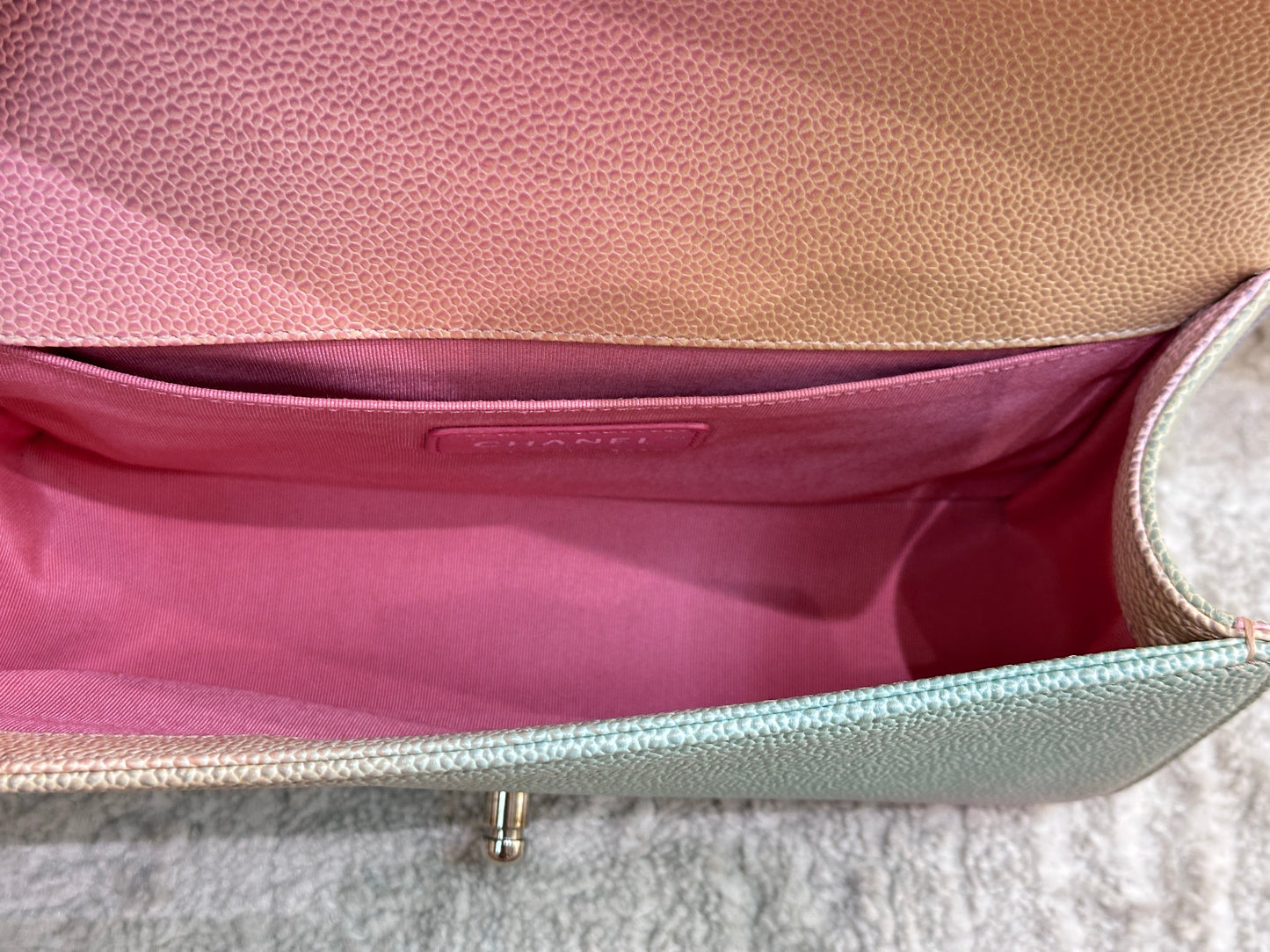 Chanel Rainbow Qulited Caviar LeBoy Bag Medium