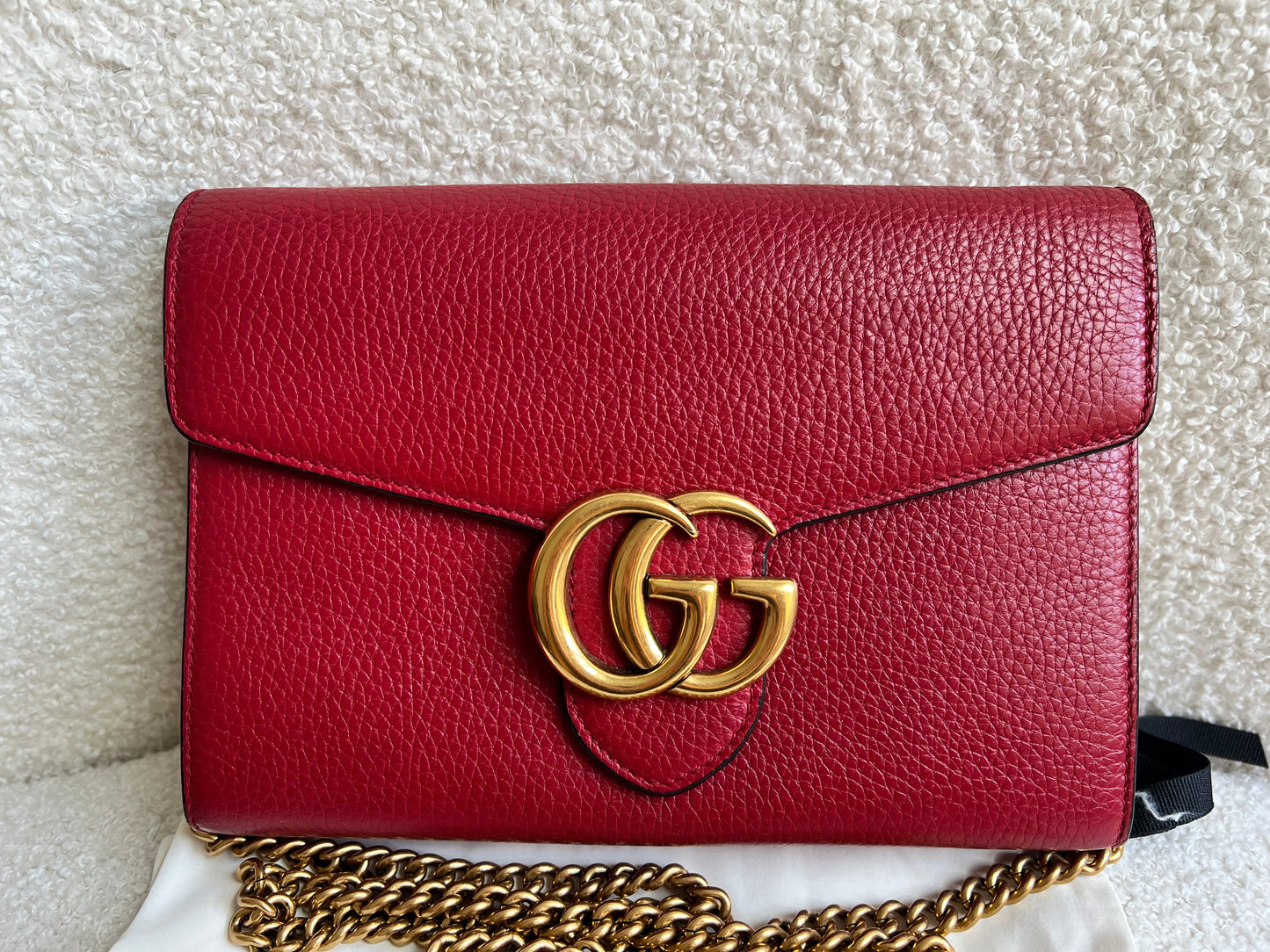 Gucci Red GG Marmont Chain Wallet (RRP £1195)
