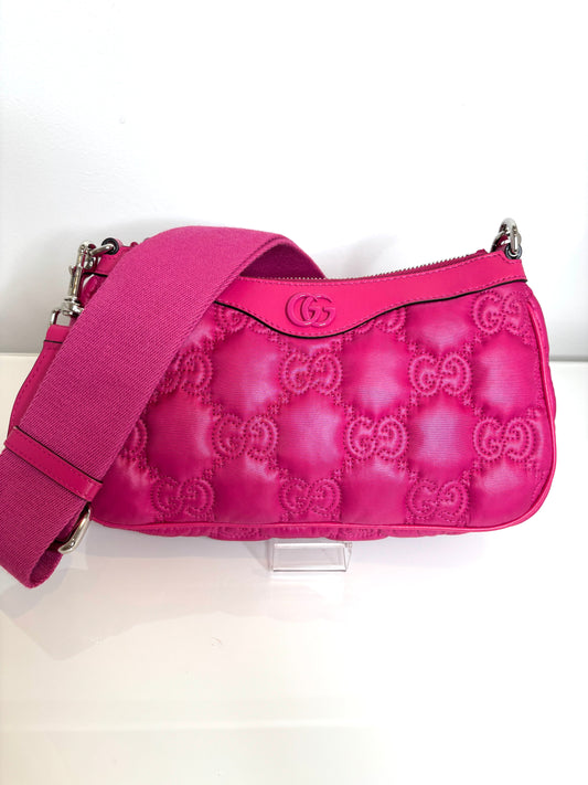 Gucci GG Matelasse Nylon/Leather Pink Crossbody/Shoulder Bag