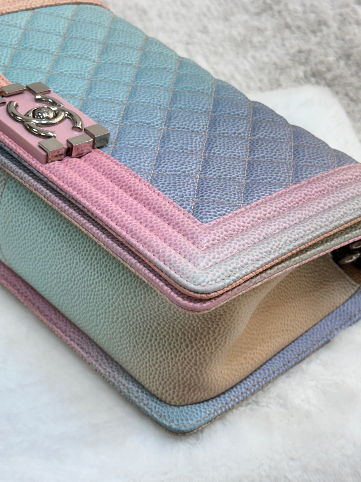 Chanel Rainbow Qulited Caviar LeBoy Bag Medium
