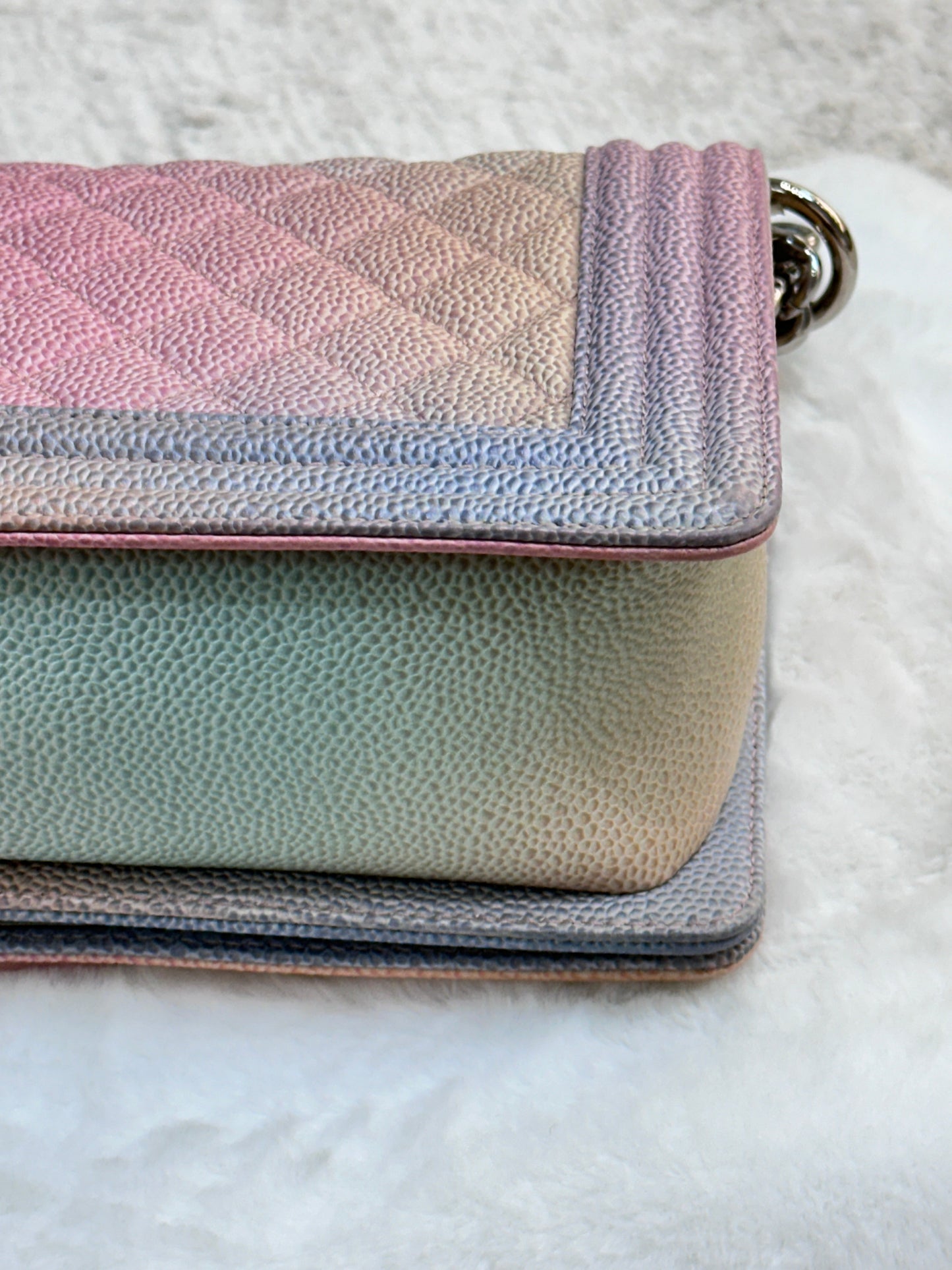 Chanel Rainbow Qulited Caviar LeBoy Bag Medium