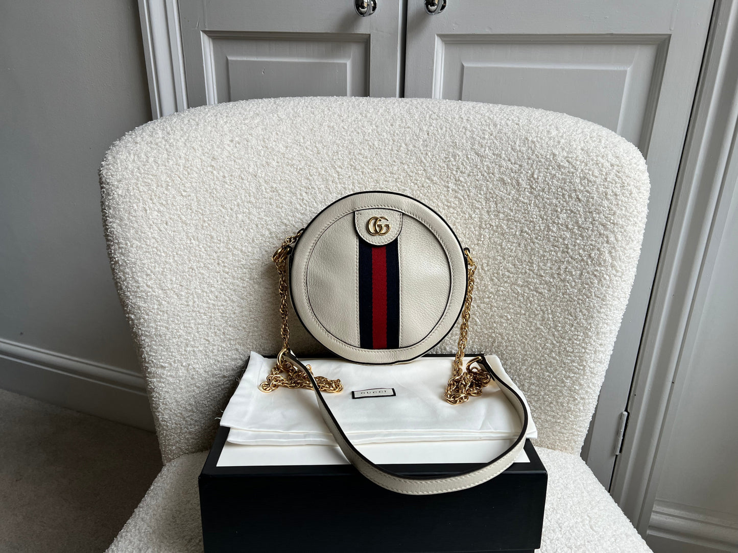 Gucci GG Round White Ophidia Small Shoulder Bag