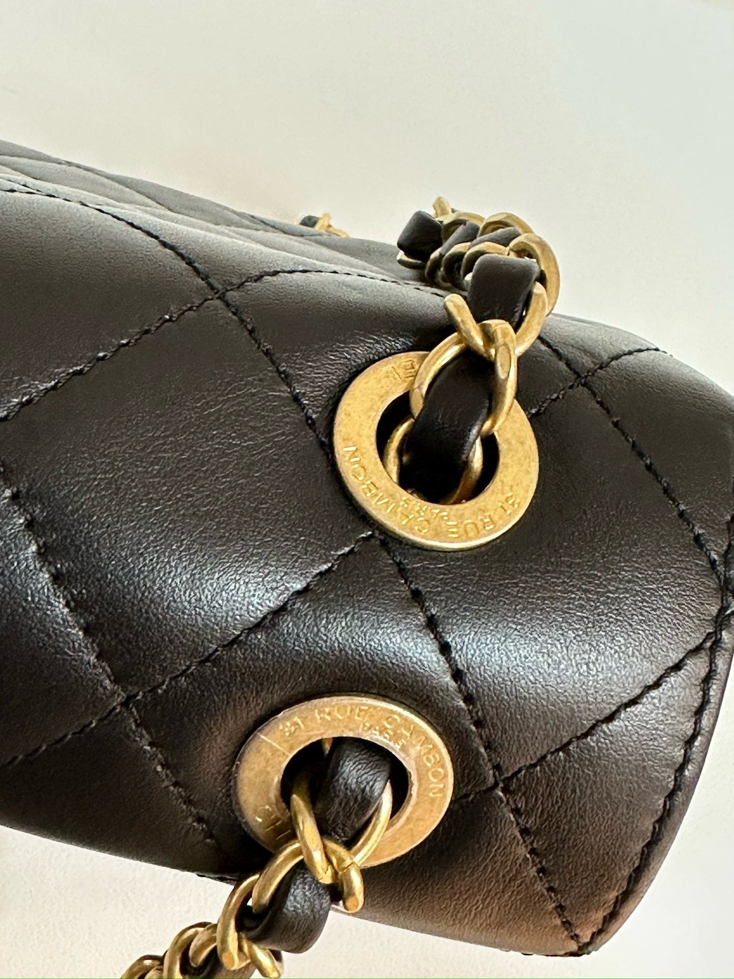 Chanel Calfskin Quilted Small Enchained Flap Black 2955 holo card