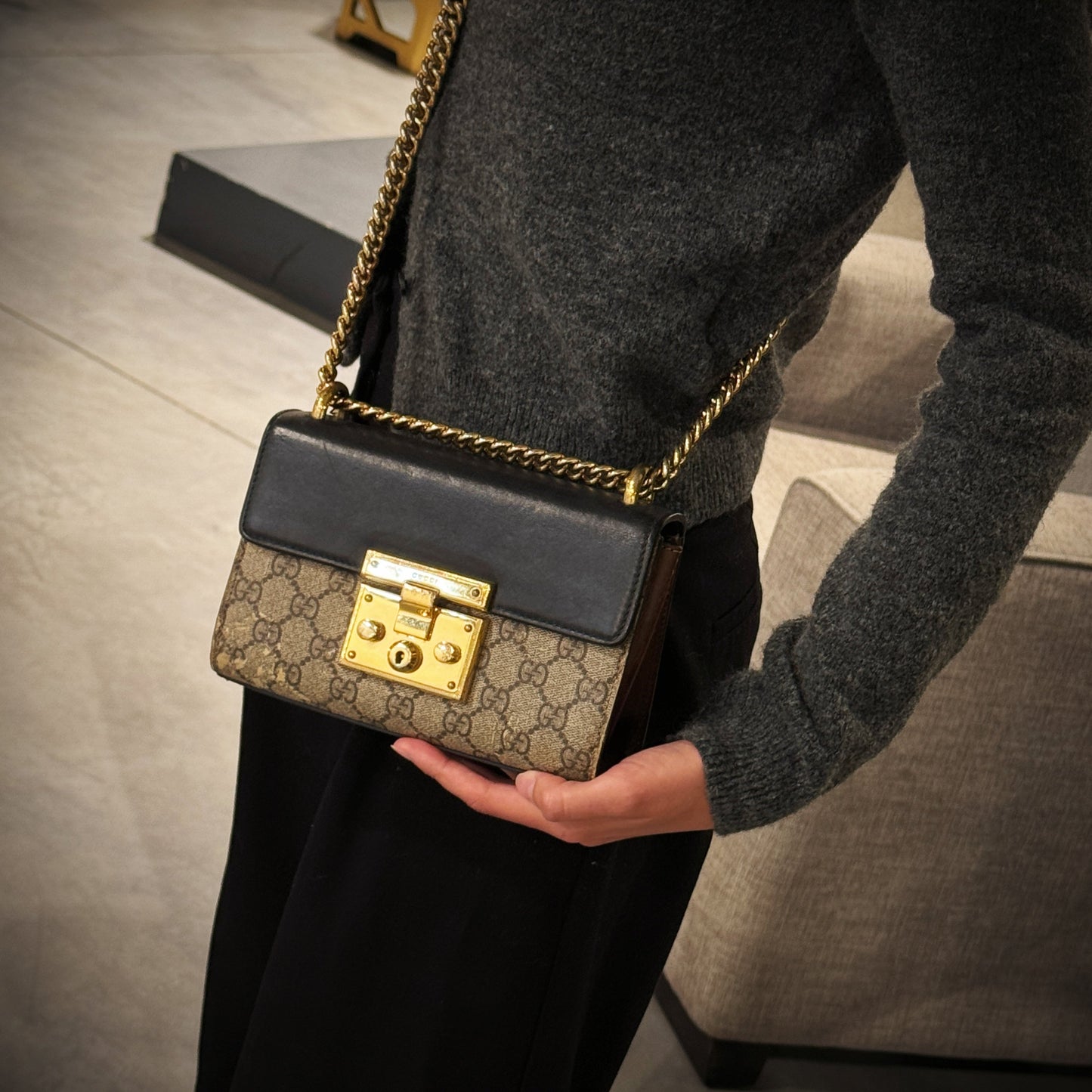 Gucci GG Supreme Small Padlock Shoulder Bag TWS