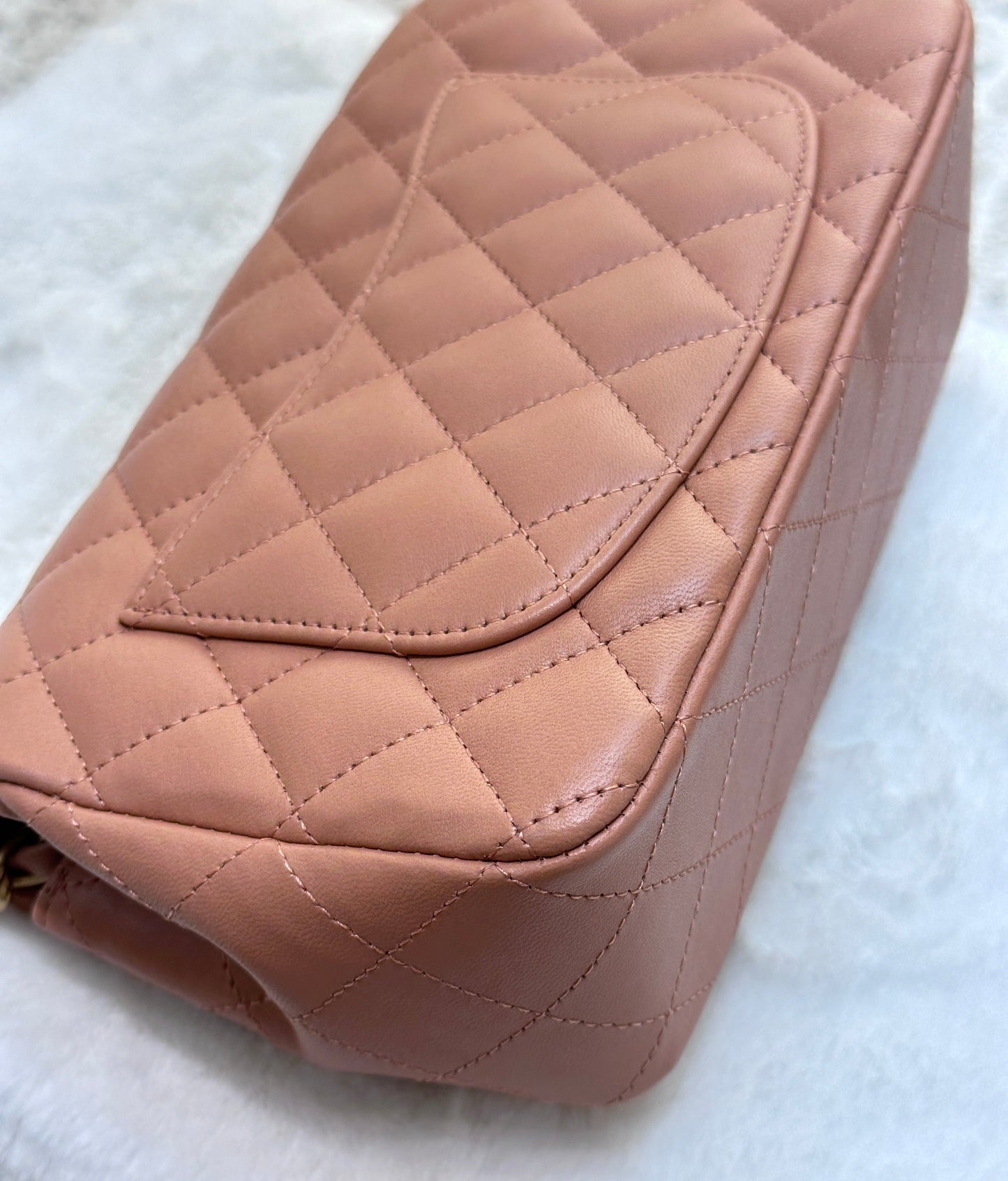 Chanel 2018 Blush Beige Mini Flap Bag with Lucky Charms Stud Embellishment