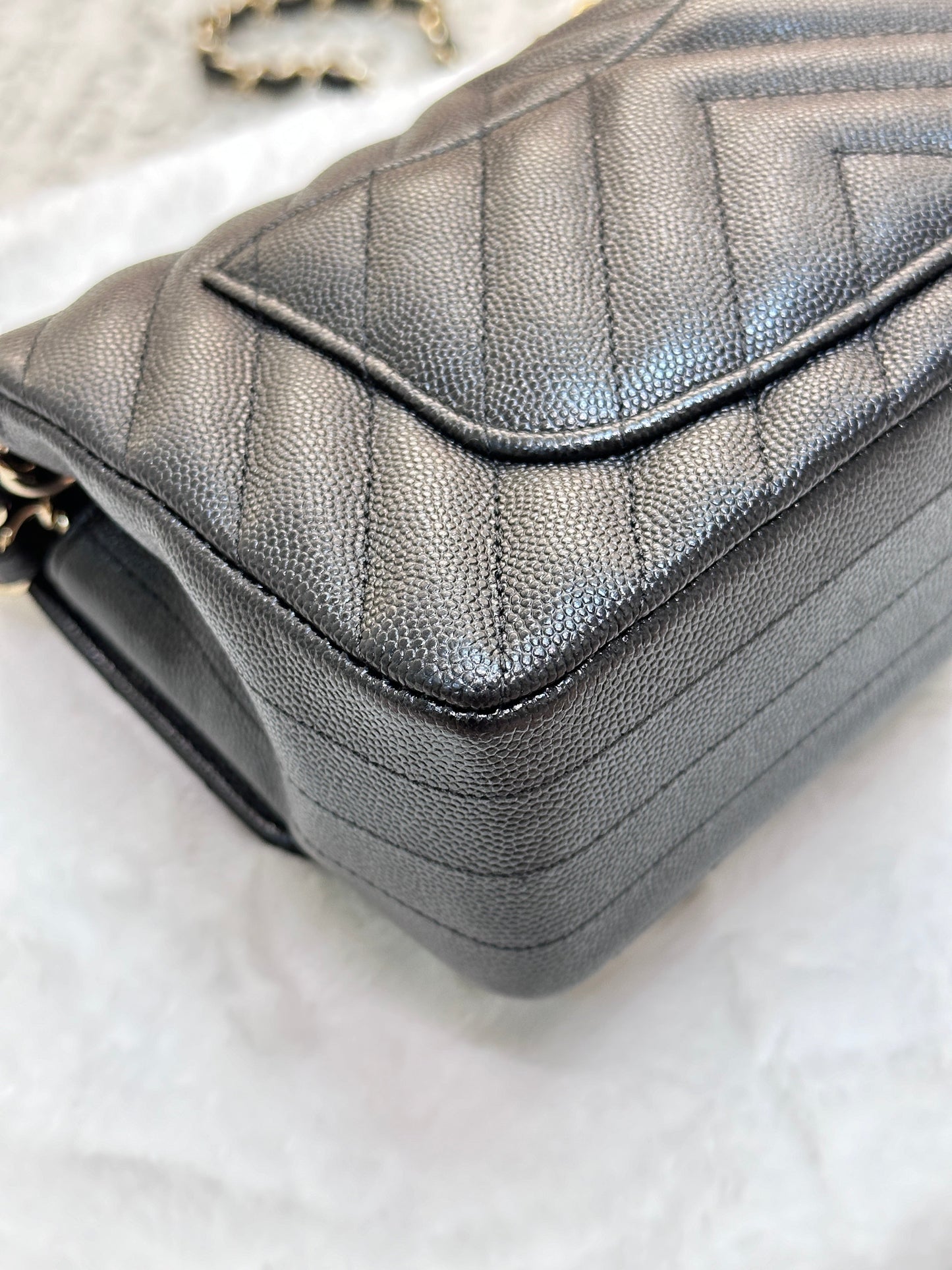 Chanel Mini Flap Bag Chevron Caviar Black GHW