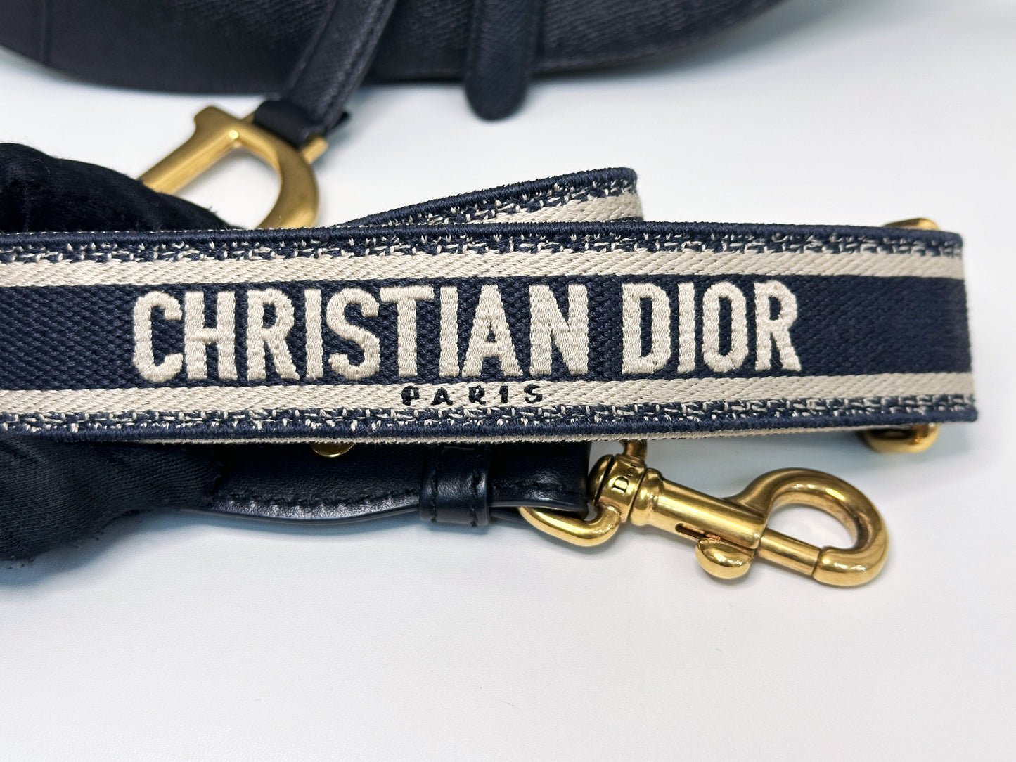 Christian Dior Saddle Bag with Strap Golden Saddle Black Calfskin 2022 year