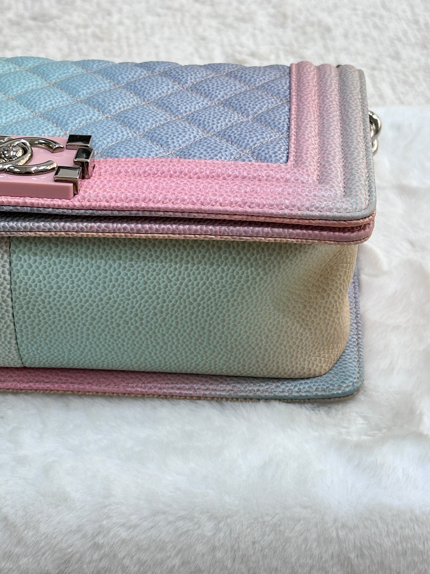 Chanel Rainbow Qulited Caviar LeBoy Bag Medium