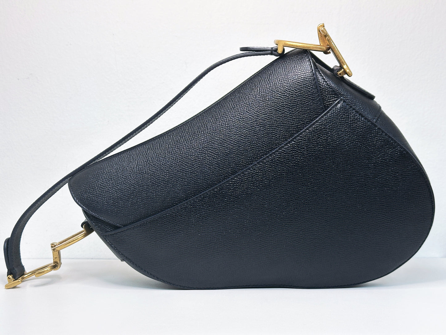 Christian Dior Saddle Bag with Strap Golden Saddle Black Calfskin 2022 year