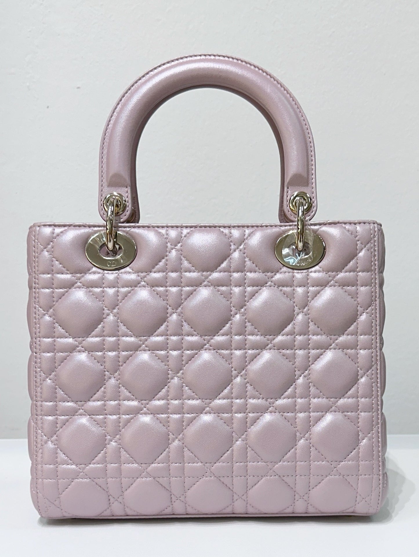 Dior Medium Lady Dior in Pearly Lotus Pink Lambskin GHW