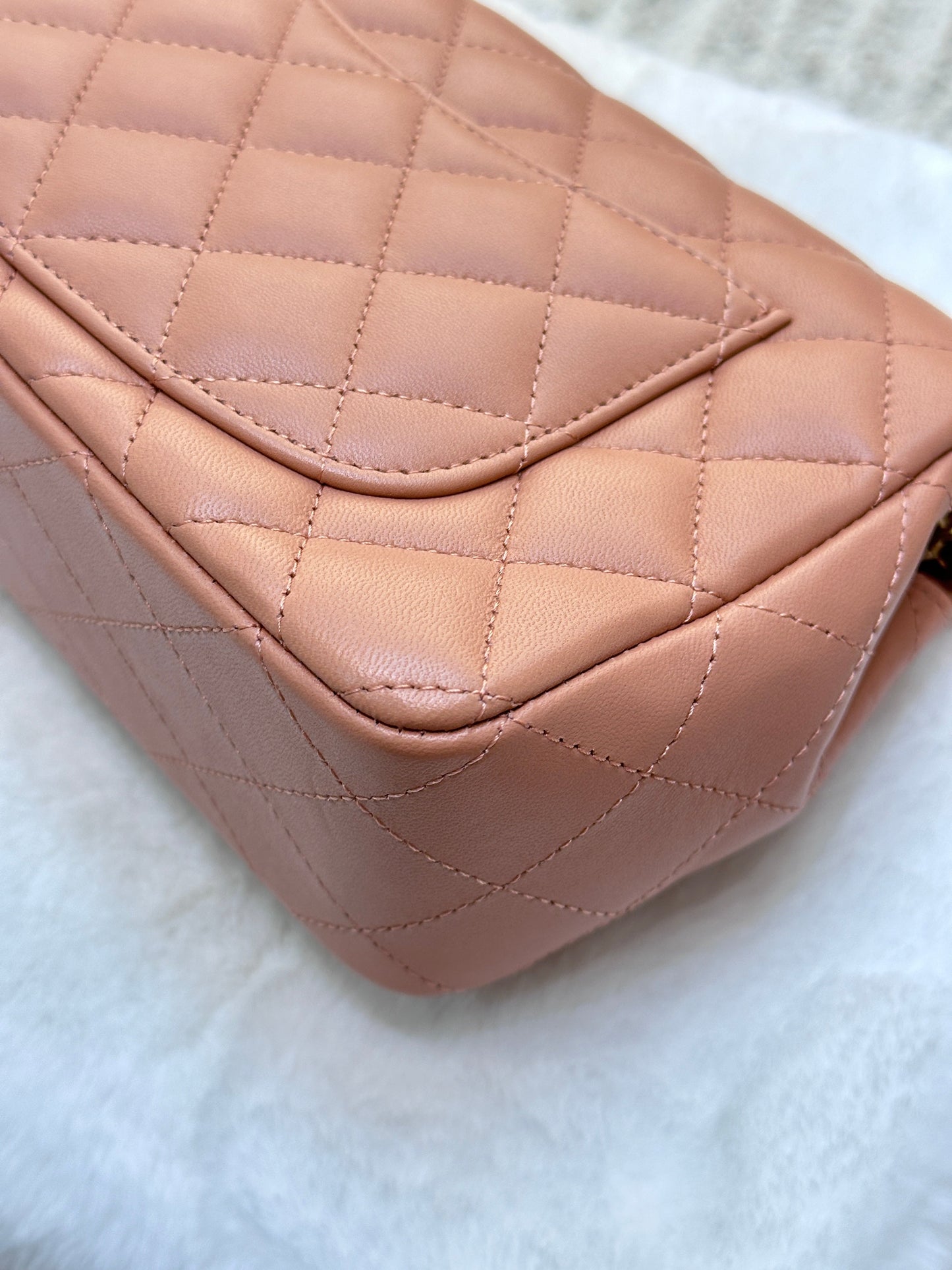 Chanel 2018 Blush Beige Mini Flap Bag with Lucky Charms Stud Embellishment