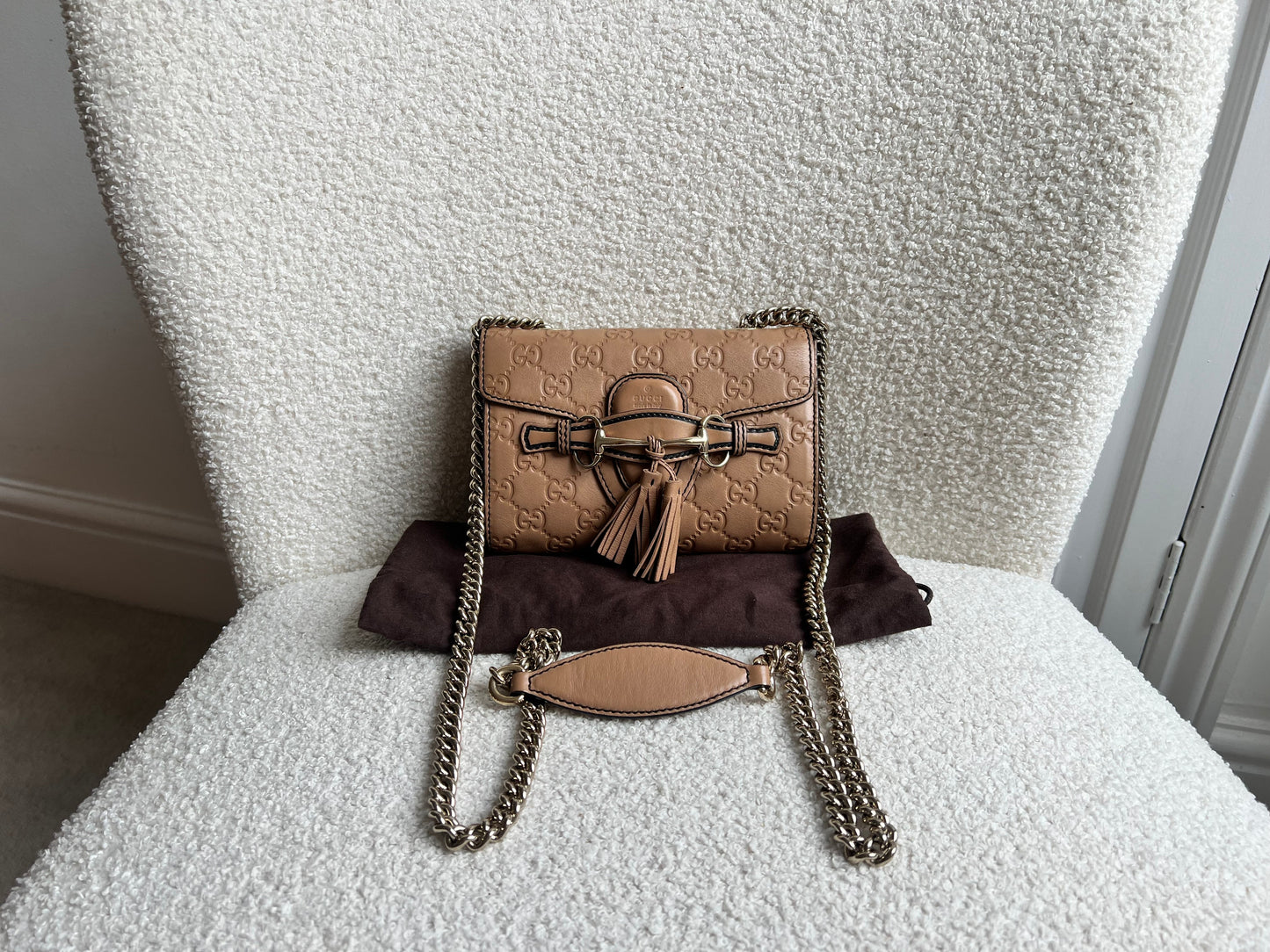 Gucci Beige Guccissima Mini Emily Shoulder Bag